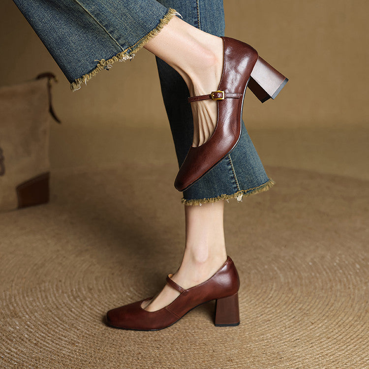 Elune Leather Block Heels (Women)