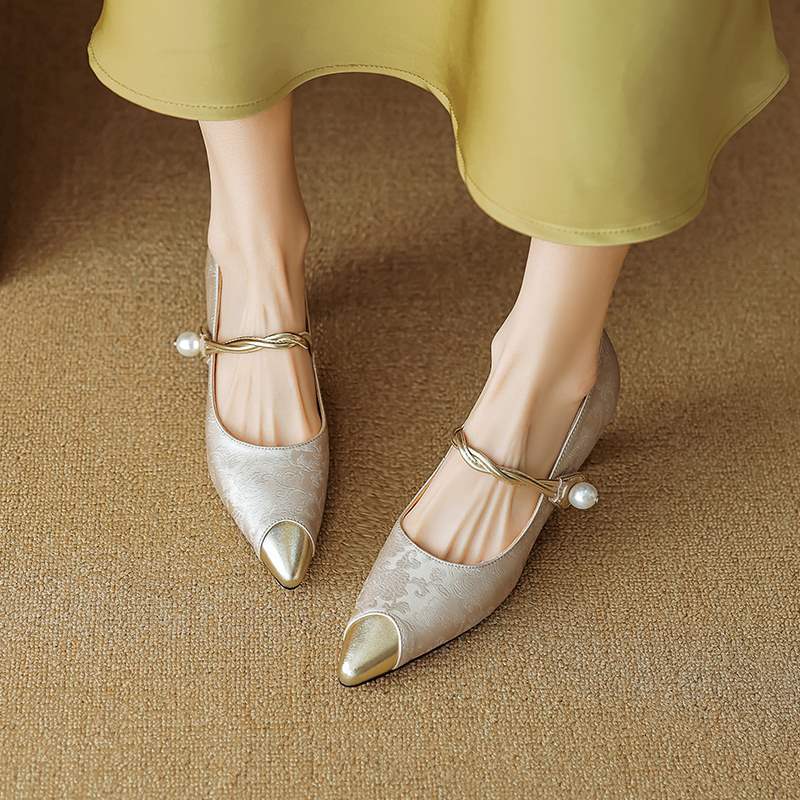 Valmira Pearl Strap Kitten Heels (Women)