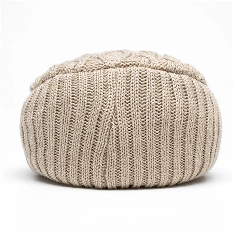 Crestwyn Knit Flat Cap - Cotton Winter Newsboy Hat