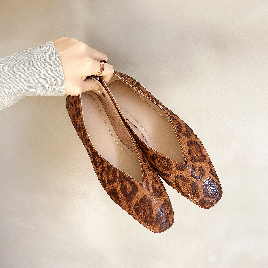 Noira Leopard Print Leather Flats (Women)