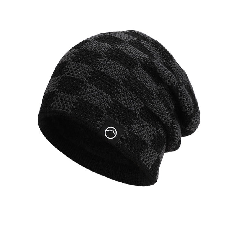 Frostline Check Knit Beanie - Plush-Lined Winter Hat