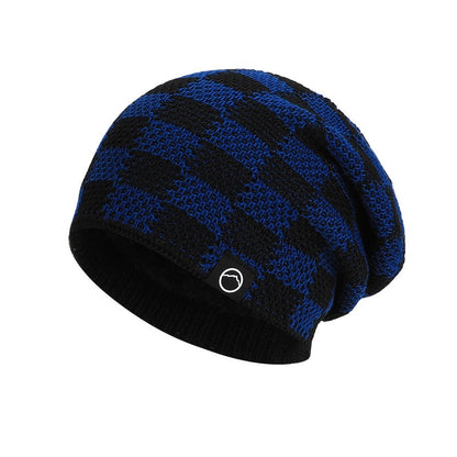 Frostline Check Knit Beanie - Plush-Lined Winter Hat