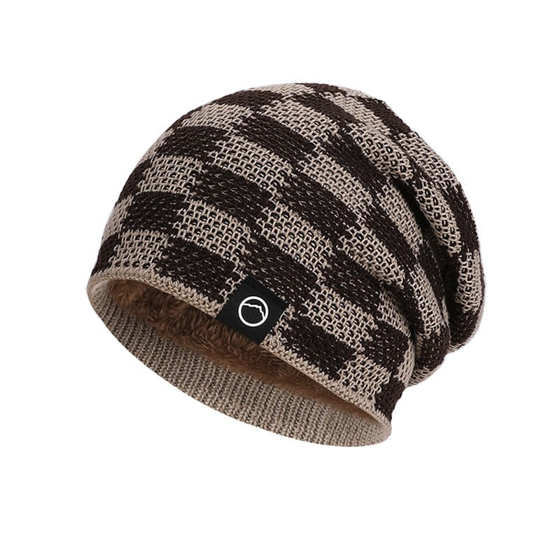 Frostline Check Knit Beanie - Plush-Lined Winter Hat