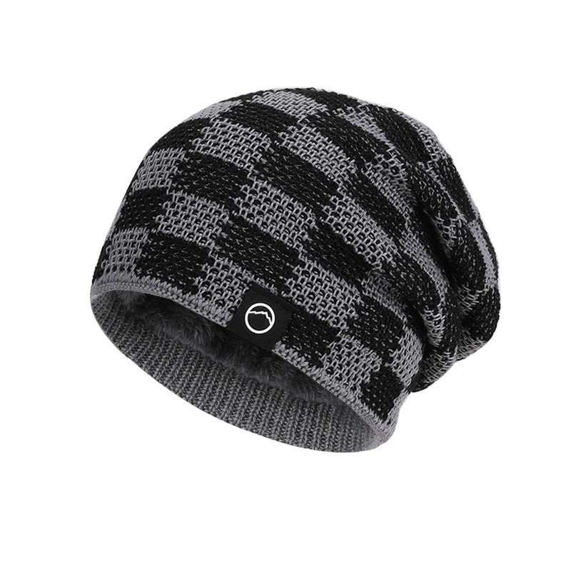 Frostline Check Knit Beanie - Plush-Lined Winter Hat