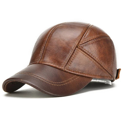 Brenwick Leather Earflap Baseball Cap - Men’s Winter Hat