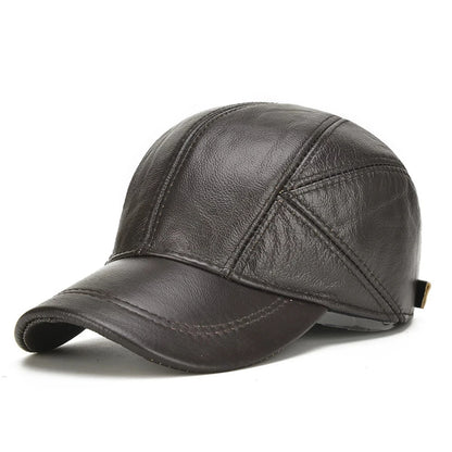 Brenwick Leather Earflap Baseball Cap - Men’s Winter Hat