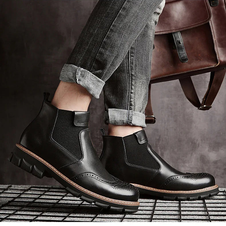 BRAXTON BOOTS - MEN’S HANDMADE GENUINE LEATHER FUR-LINED CHELSEA BOOTS