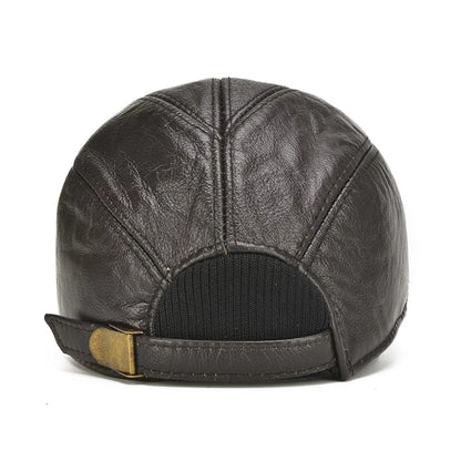 Brenwick Leather Earflap Baseball Cap - Men’s Winter Hat