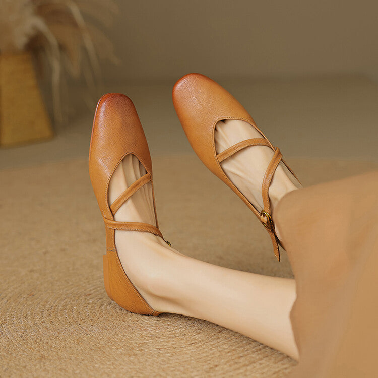 Aurelia Strap Leather Flats (Women)