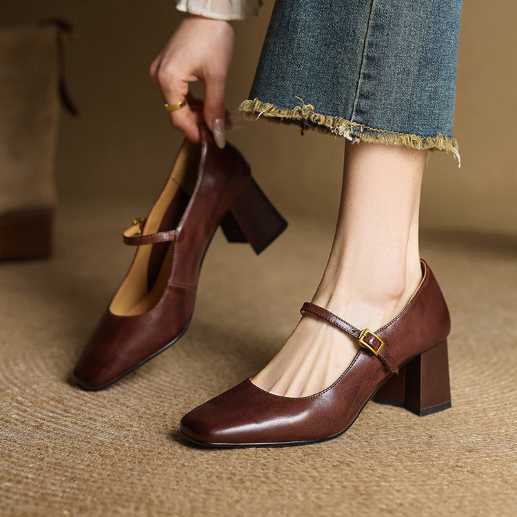 Elune Leather Block Heels (Women)