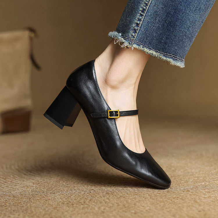 Elune Leather Block Heels (Women)