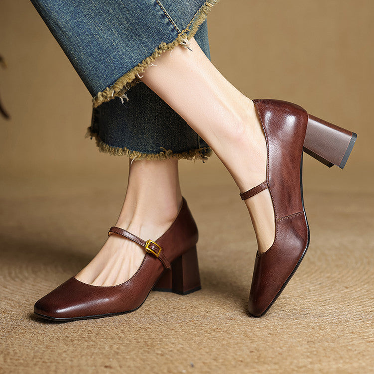Elune Leather Block Heels (Women)