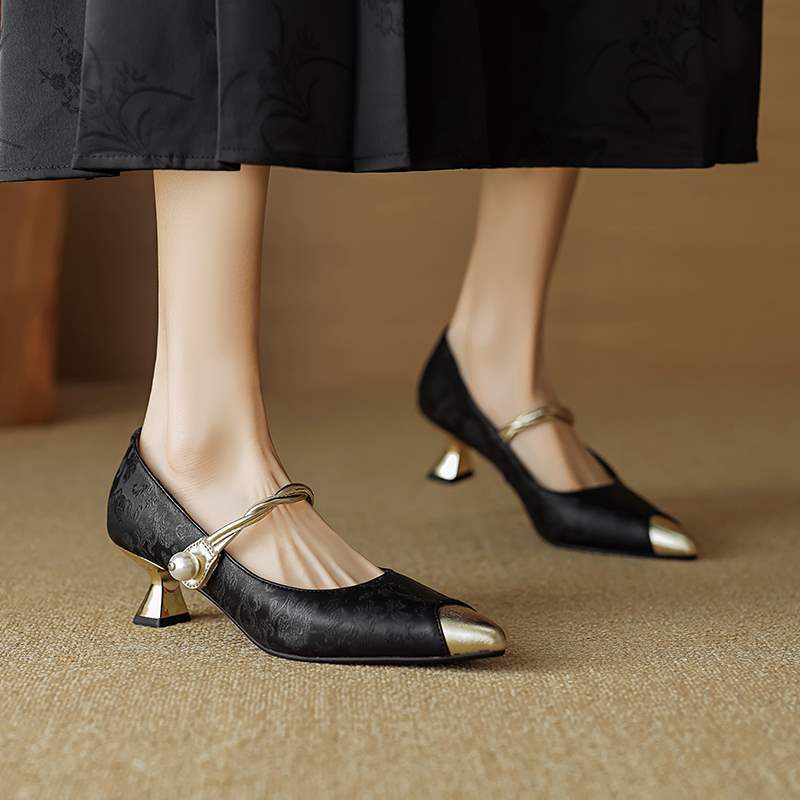 Valmira Pearl Strap Kitten Heels (Women)