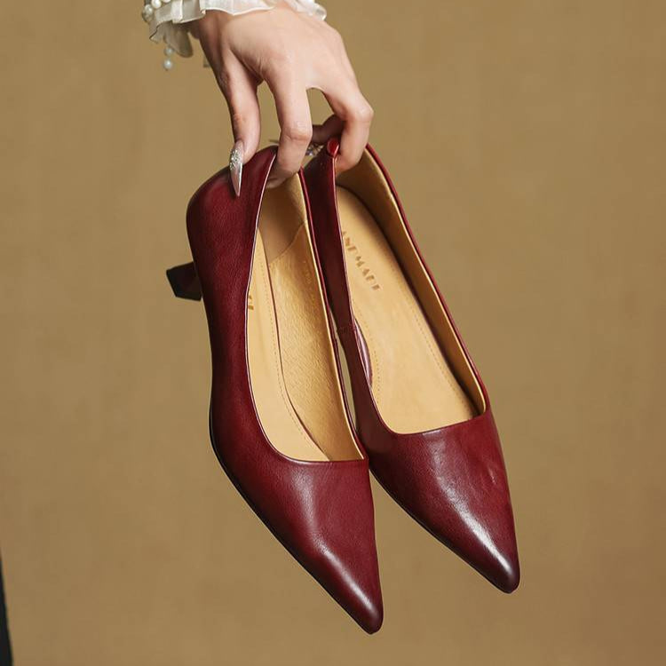 Aveline Pointed Leather Heels (Women)