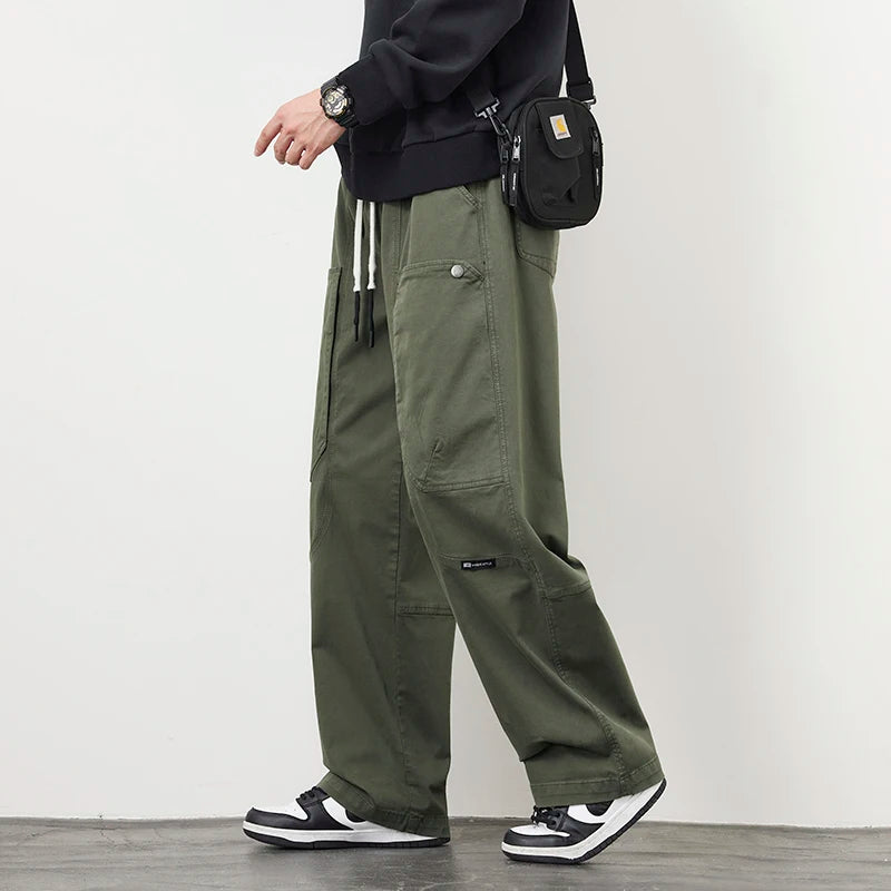 LARVYN CARGO PANTS - MEN’S COTTON WIDE-LEG TROUSERS