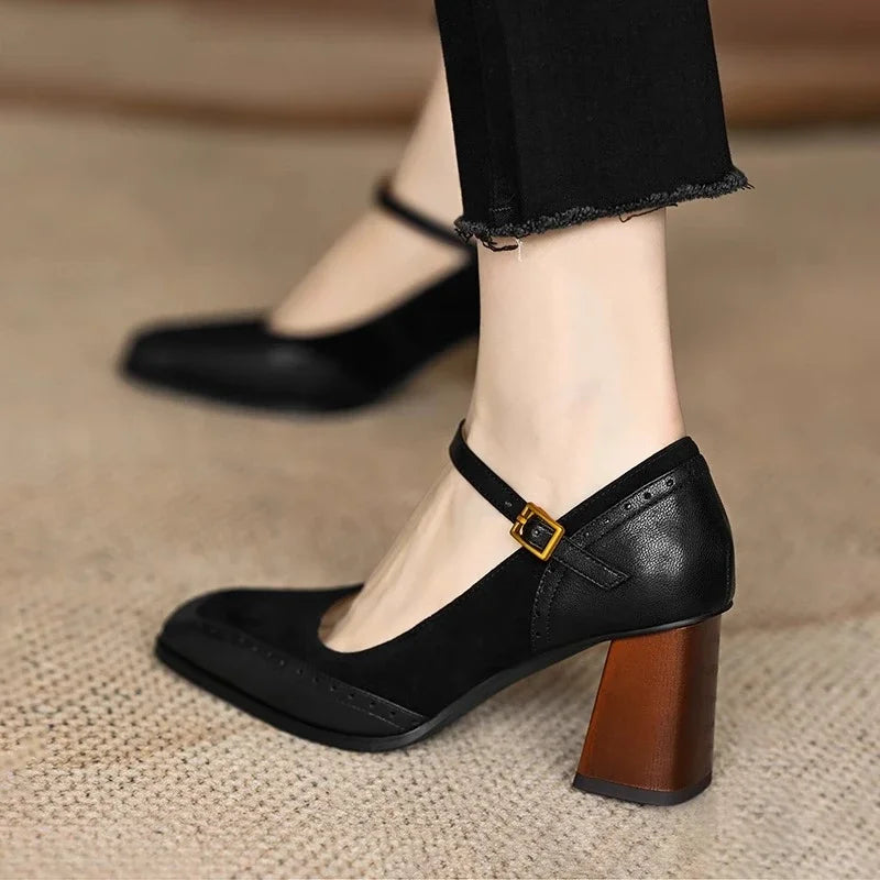Elara Square-Toe Block Heels (Women)