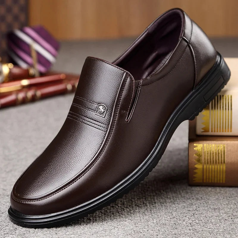 LORVEN LOAFERS - MEN’S GENUINE LEATHER SLIP-ON BUSINESS SHOES