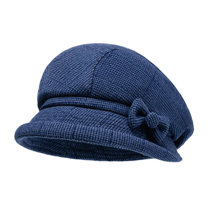 Aurielle Bow Beret - Women's Elegant Winter Short-Brim Hat