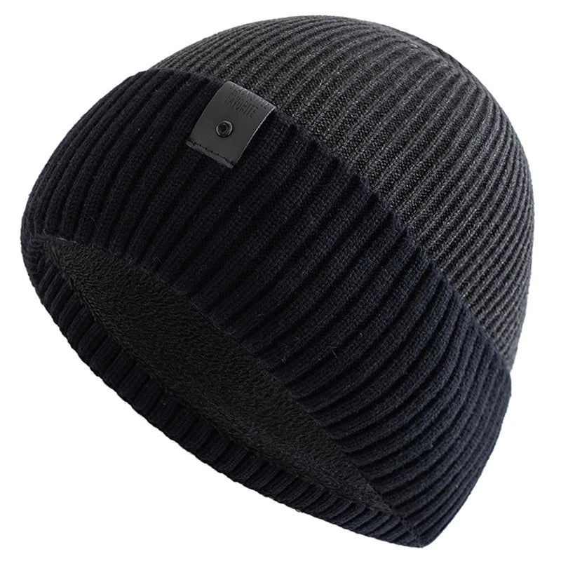 Ridgefold Ribbed Fleece Beanie - Winter Knit Hat