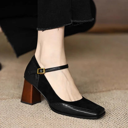 Elara Square-Toe Block Heels (Women)