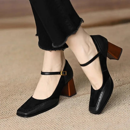 Elara Square-Toe Block Heels (Women)