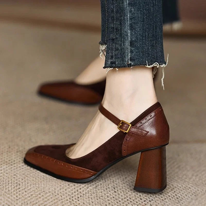 Elara Square-Toe Block Heels (Women)