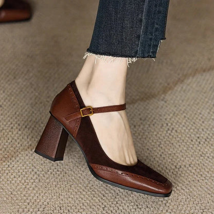 Elara Square-Toe Block Heels (Women)