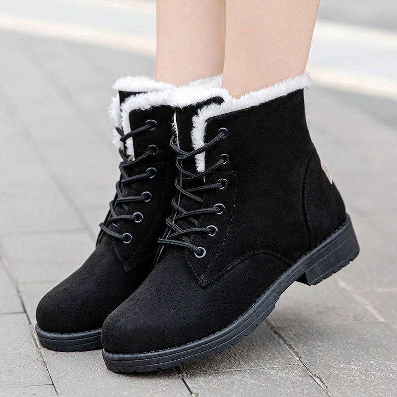 Frostellia Cozy Lace-Up Snow Boots