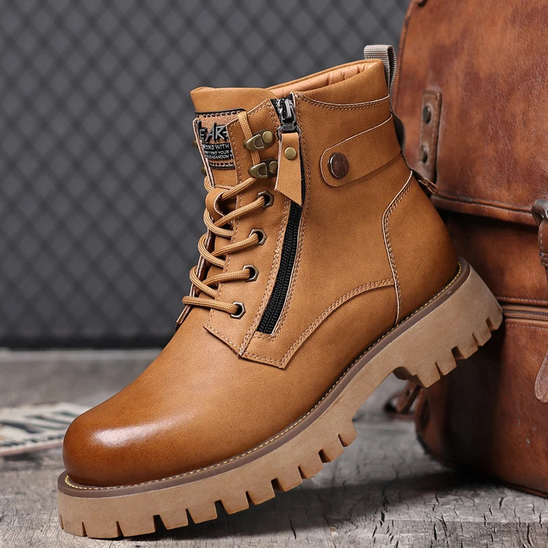 RAVEMONT BOOTS - MEN’S GENUINE LEATHER OUTDOOR ZIPPER BOOTS