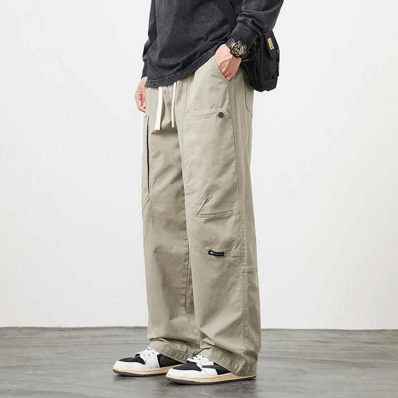 LARVYN CARGO PANTS - MEN’S COTTON WIDE-LEG TROUSERS