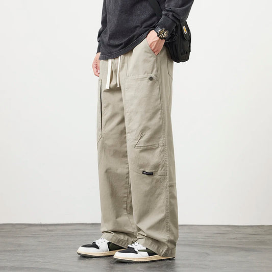 LARVYN CARGO PANTS - MEN’S COTTON WIDE-LEG TROUSERS
