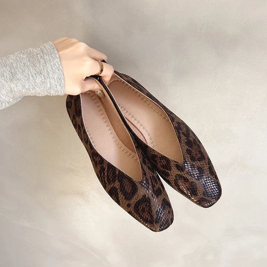 Noira Leopard Print Leather Flats (Women)