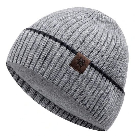 SNOWCREST FLEECE BEANIE - THICK KNIT WINTER HAT WITH PLUSH LINING