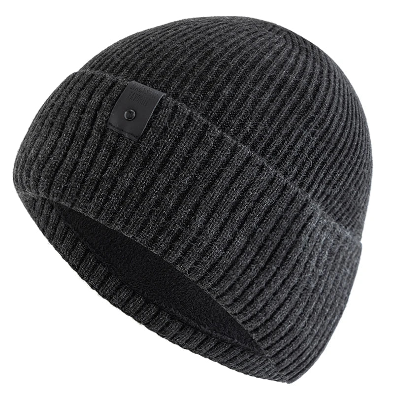 Ridgefold Ribbed Fleece Beanie - Winter Knit Hat