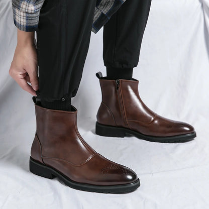 RAVENMOOR CHELSEA BOOTS - MEN’S LEATHER ANKLE BOOTS WITH SIDE ZIPPER