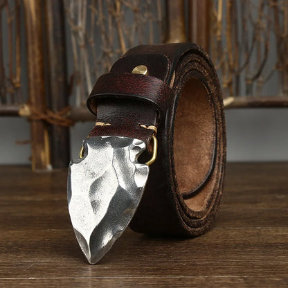 VENTURI GENUINE LEATHER BELT - MEN’S ARROWHEAD BUCKLE VINTAGE BELT