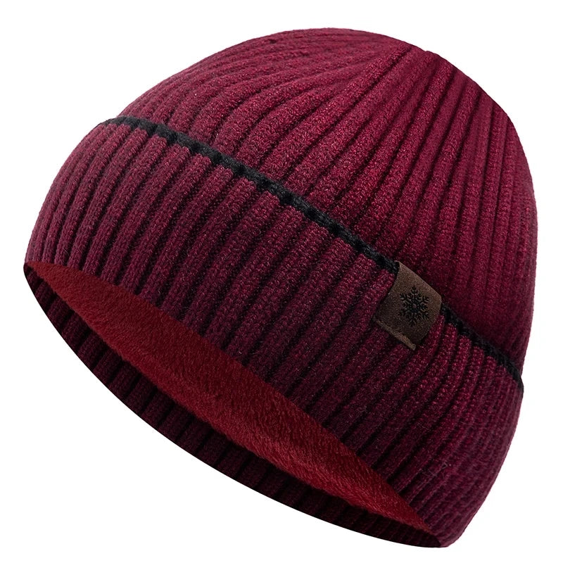 SNOWCREST FLEECE BEANIE - THICK KNIT WINTER HAT WITH PLUSH LINING