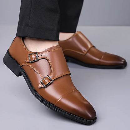 BRAXTON MONK STRAPS - MEN’S LEATHER DOUBLE-BUCKLE DRESS SHOES