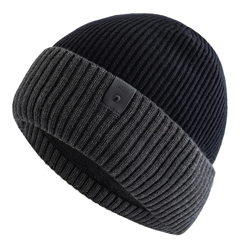 Ridgefold Ribbed Fleece Beanie - Winter Knit Hat