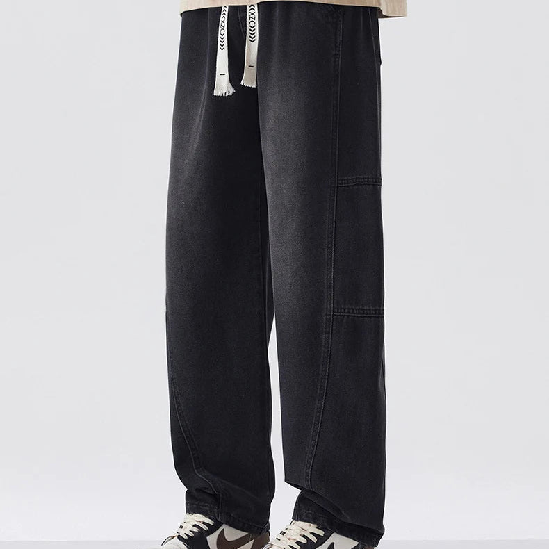 DENVAR LOOSE JEANS - MEN’S RETRO WIDE-LEG DRAWSTRING DENIM PANTS