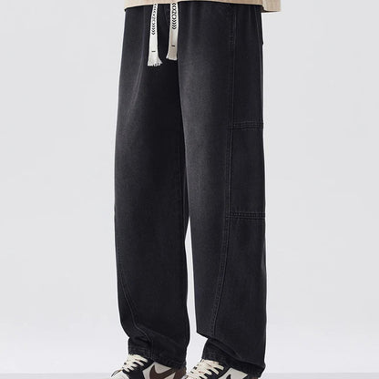 DENVAR LOOSE JEANS - MEN’S RETRO WIDE-LEG DRAWSTRING DENIM PANTS
