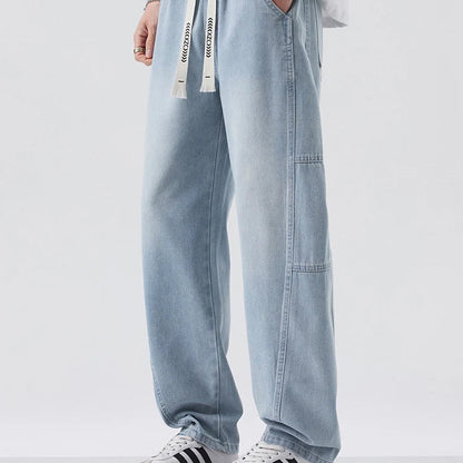 DENVAR LOOSE JEANS - MEN’S RETRO WIDE-LEG DRAWSTRING DENIM PANTS
