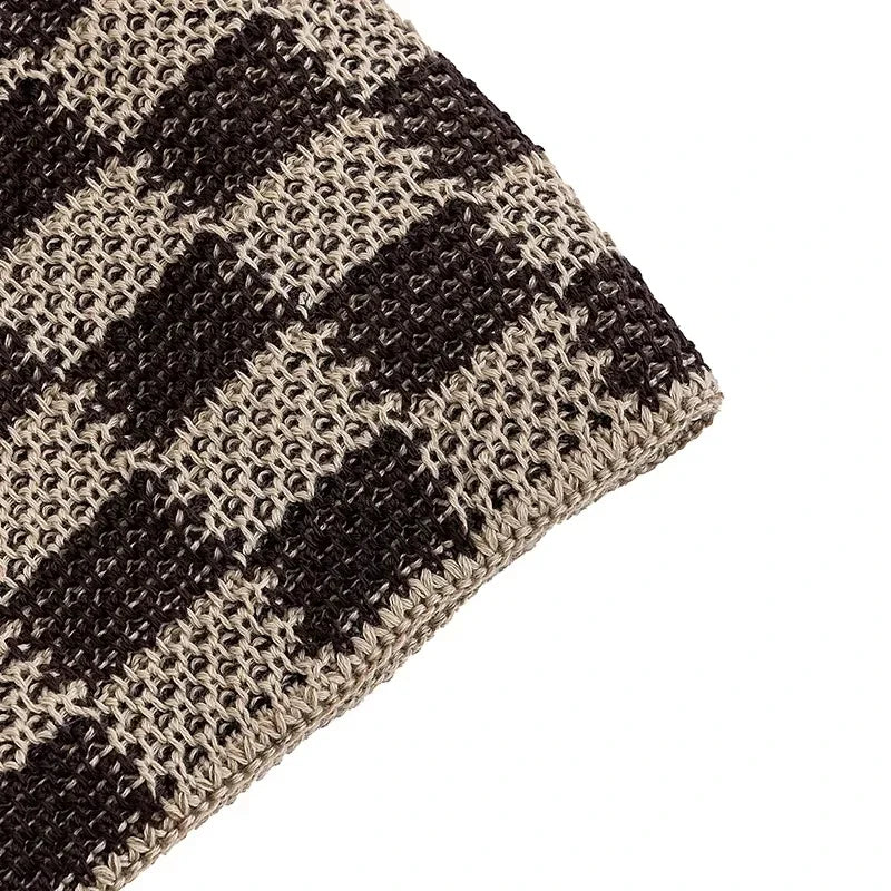 Frostline Check Knit Beanie - Plush-Lined Winter Hat