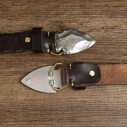 VENTURI GENUINE LEATHER BELT - MEN’S ARROWHEAD BUCKLE VINTAGE BELT