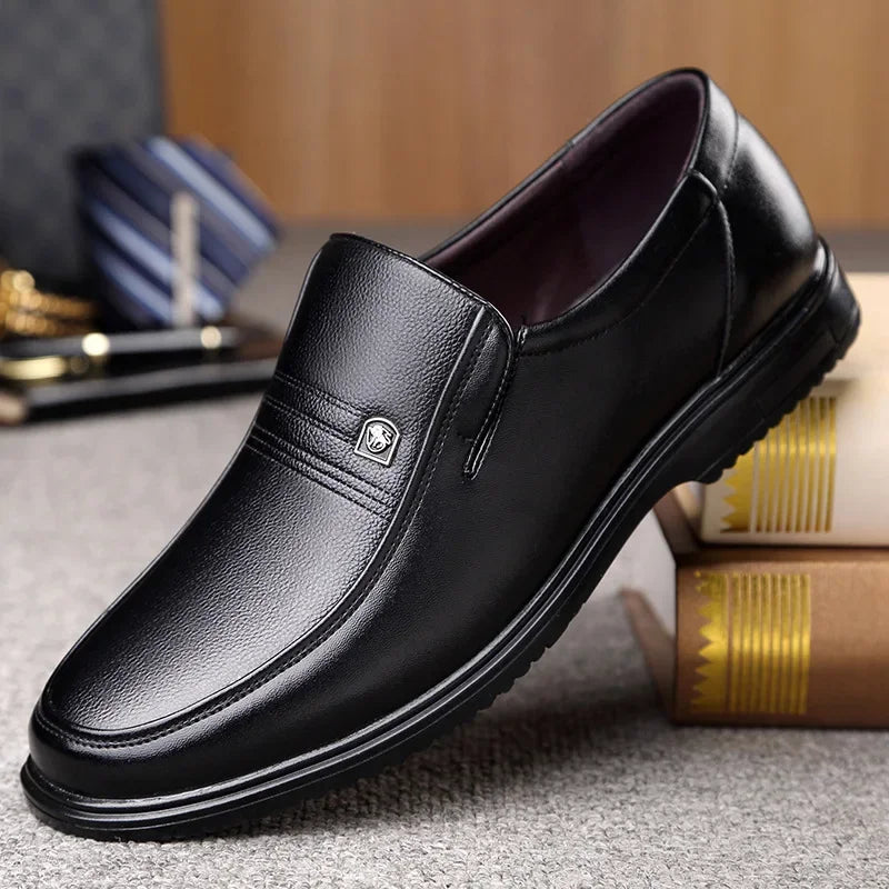 LORVEN LOAFERS - MEN’S GENUINE LEATHER SLIP-ON BUSINESS SHOES