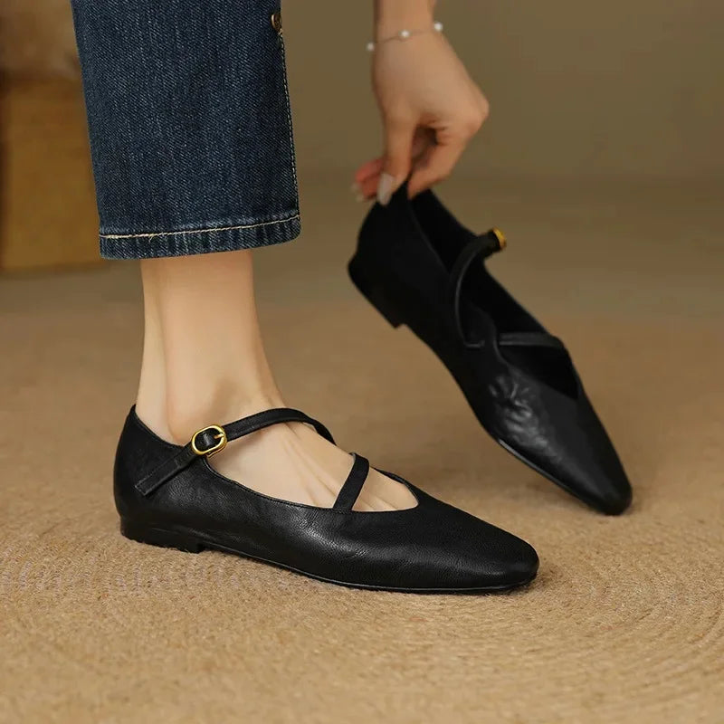 Aurelia Strap Leather Flats (Women)