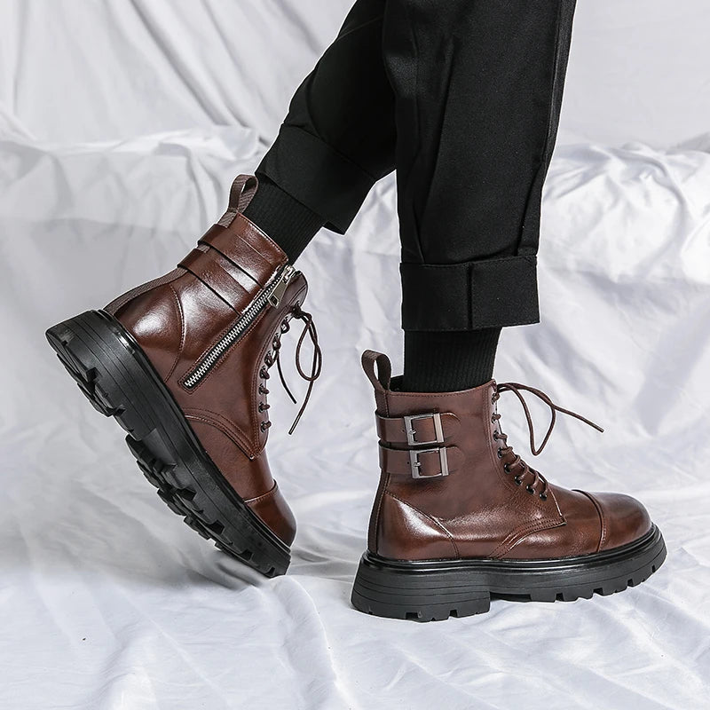RAVENCE RIDGE BOOTS - MEN’S LEATHER ANKLE BOOTS WITH SIDE ZIPPER