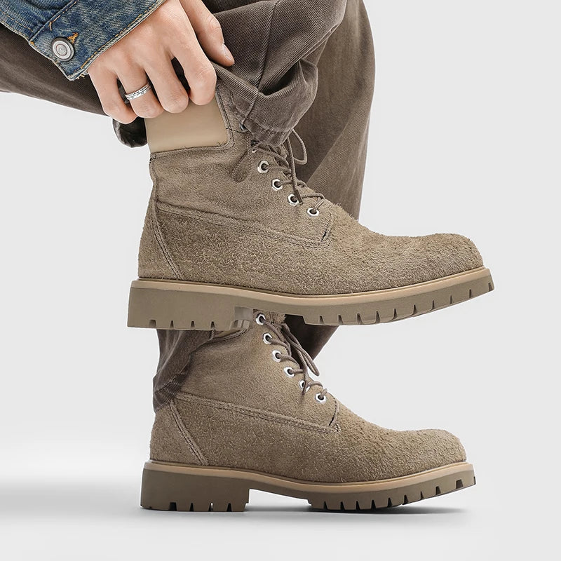 Raveren Suede Boots - Men's Genuine Suede Lace-Up Ankle Boots