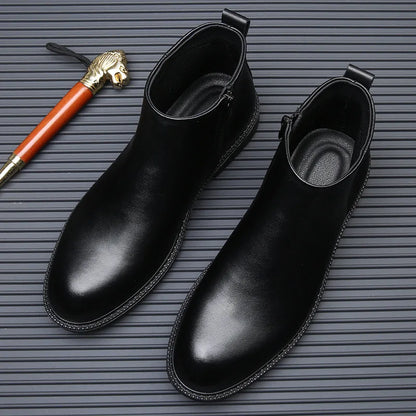 RAEVON BOOTS - MEN’S GENUINE LEATHER ZIP-UP ANKLE CHELSEA BOOTS