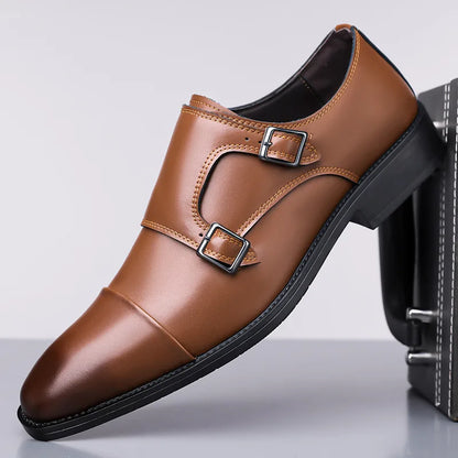 BRAXTON MONK STRAPS - MEN’S LEATHER DOUBLE-BUCKLE DRESS SHOES